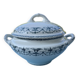 Round soup tureen, Primerose model, birds, half porcelain, Badonviller