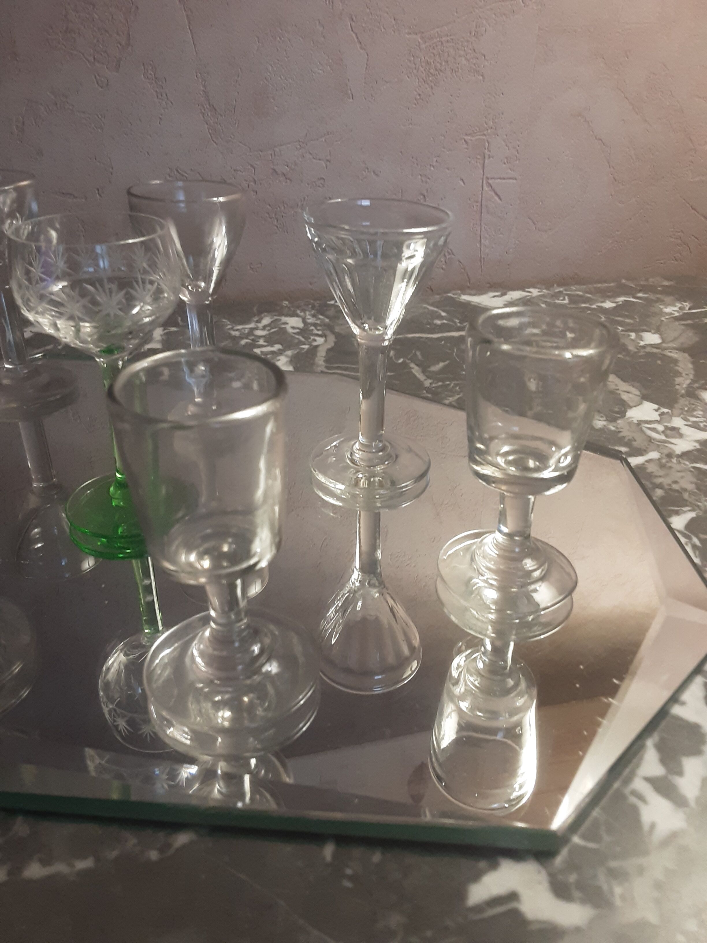 Lot old liquor glasses