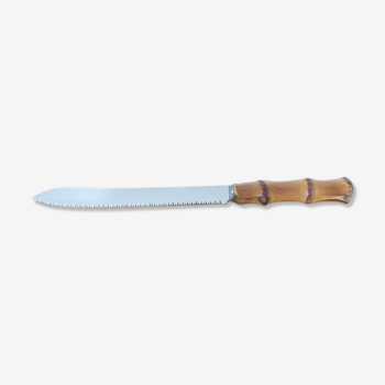 Couteau à pain manche en bambou années 70