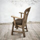 Dutch brutalist solid oak armchair with reupholstered leather seat, 1970s