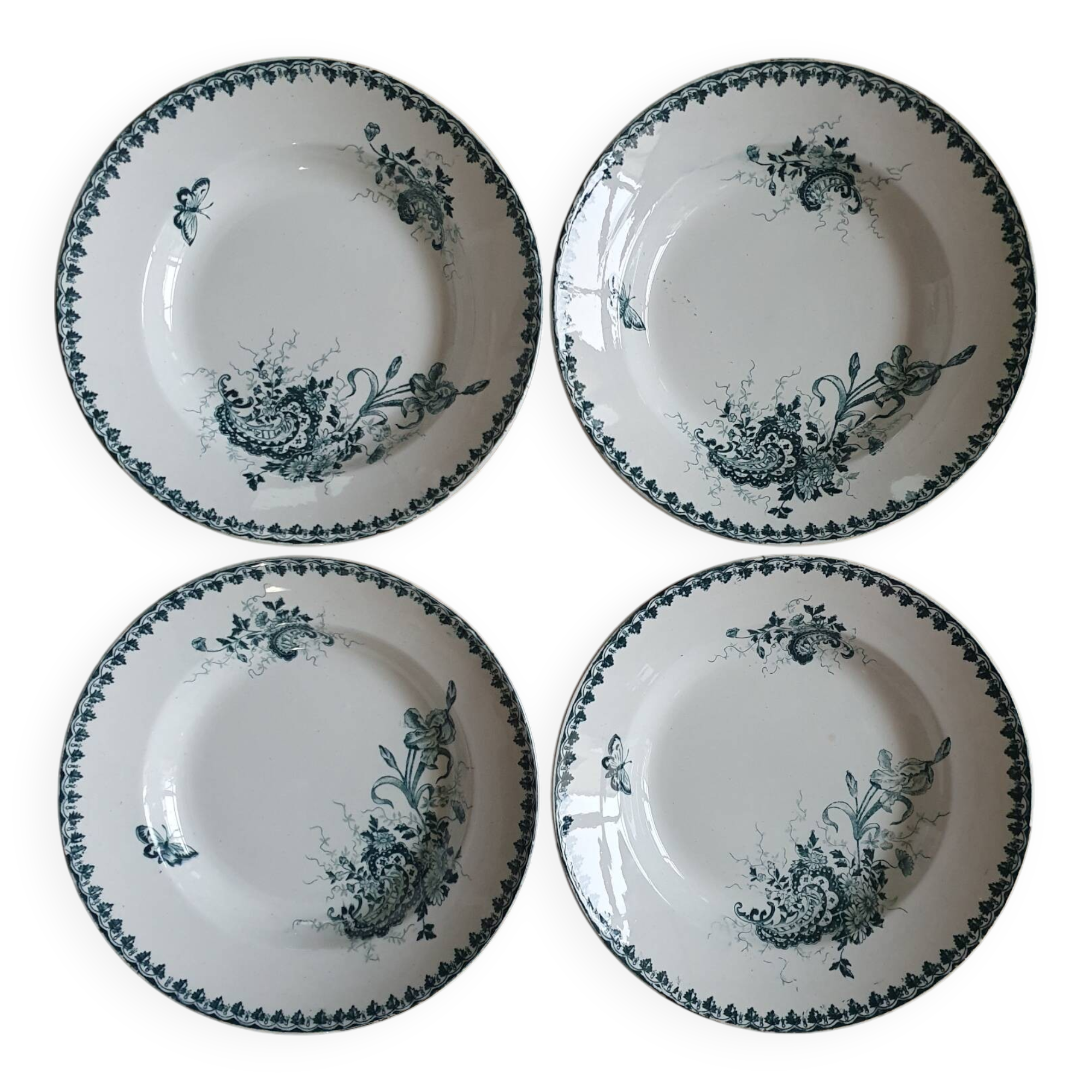 4 Louis XV Terre de Fer soup plates