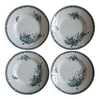 4 assiettes creuses Terre de Fer Louis XV