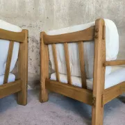 Paire de fauteuils vintage en orme massif