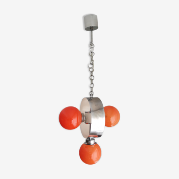 Lustre Spoutnik orange des années 1960 de l’ère spatiale