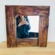 Miroir brutaliste bois brut années 50 déco chalet
