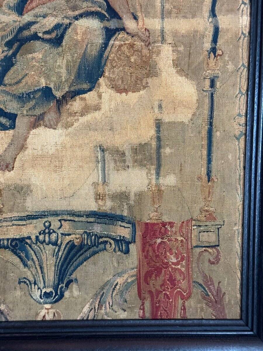 Wool And Silk Tapestry, Young Woman Under A Canopy, 18th Century