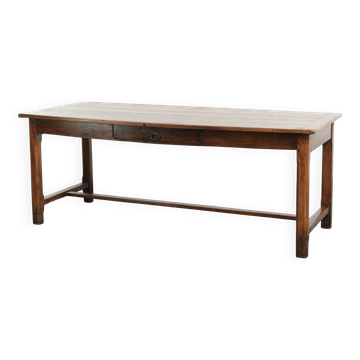 Table de ferme française du XVIIIe siècle en chêne et en bois fruitier.