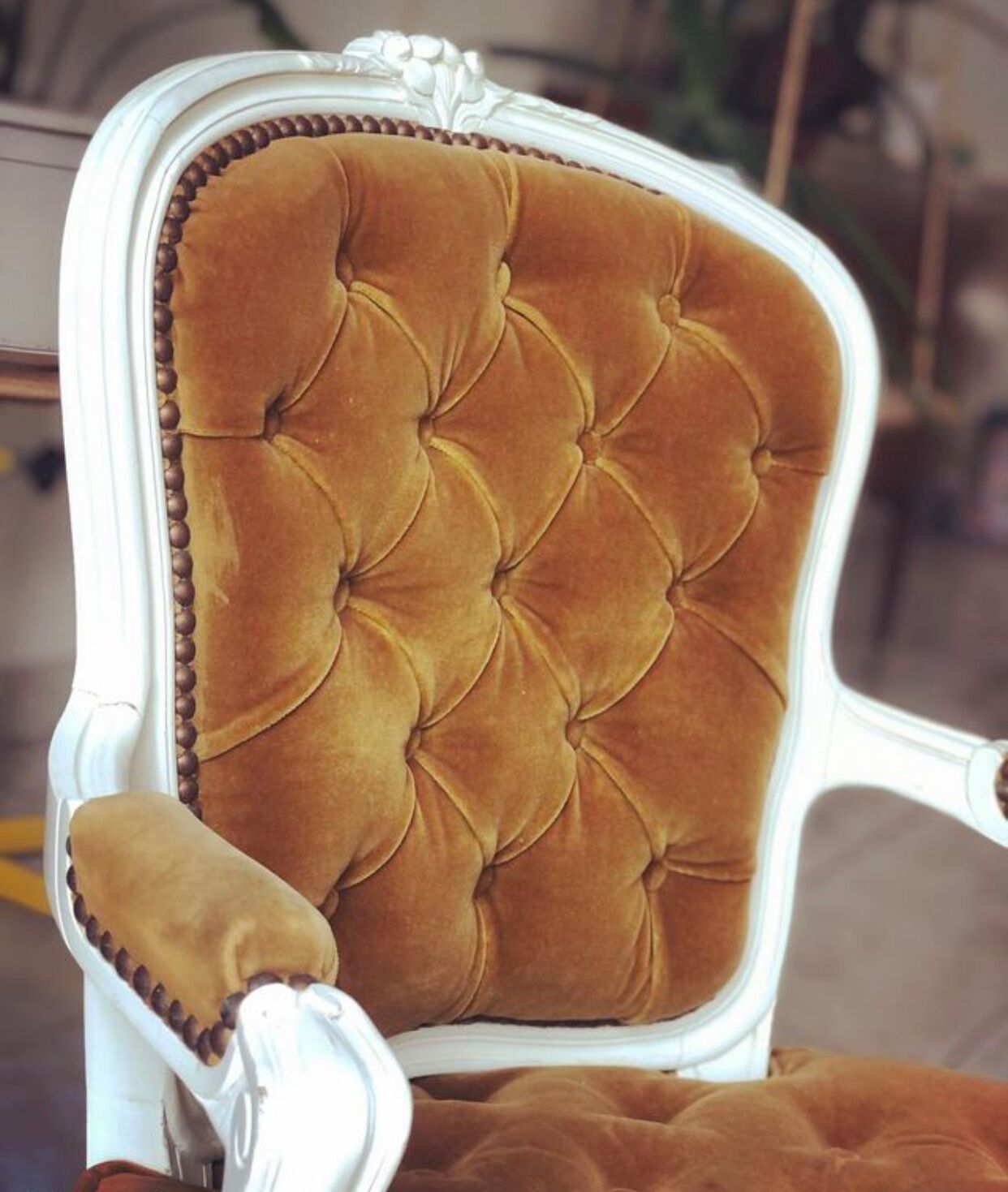 2 mustard yellow Louis XV convertible armchairs