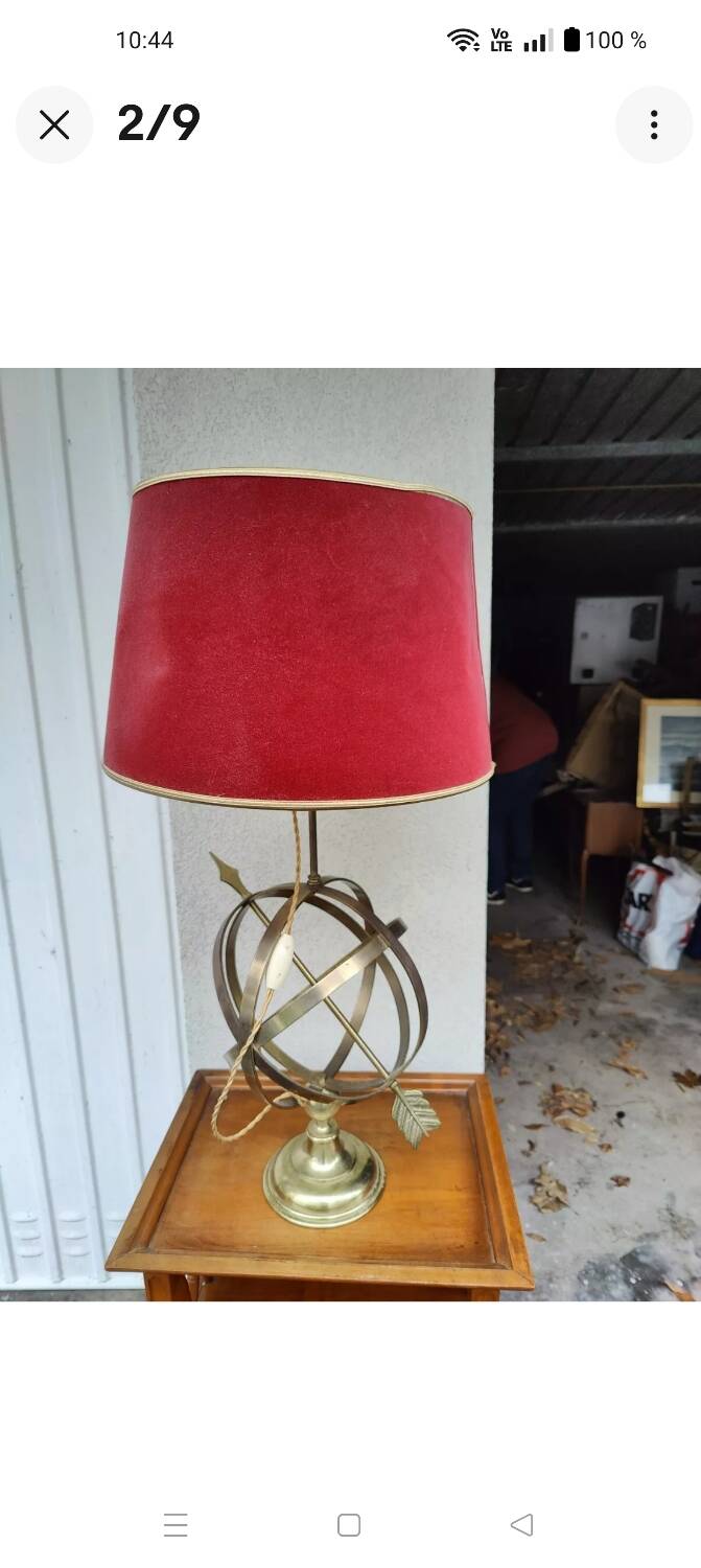 Lampe de table Sphère Armillaire Des Années 60 En Laiton