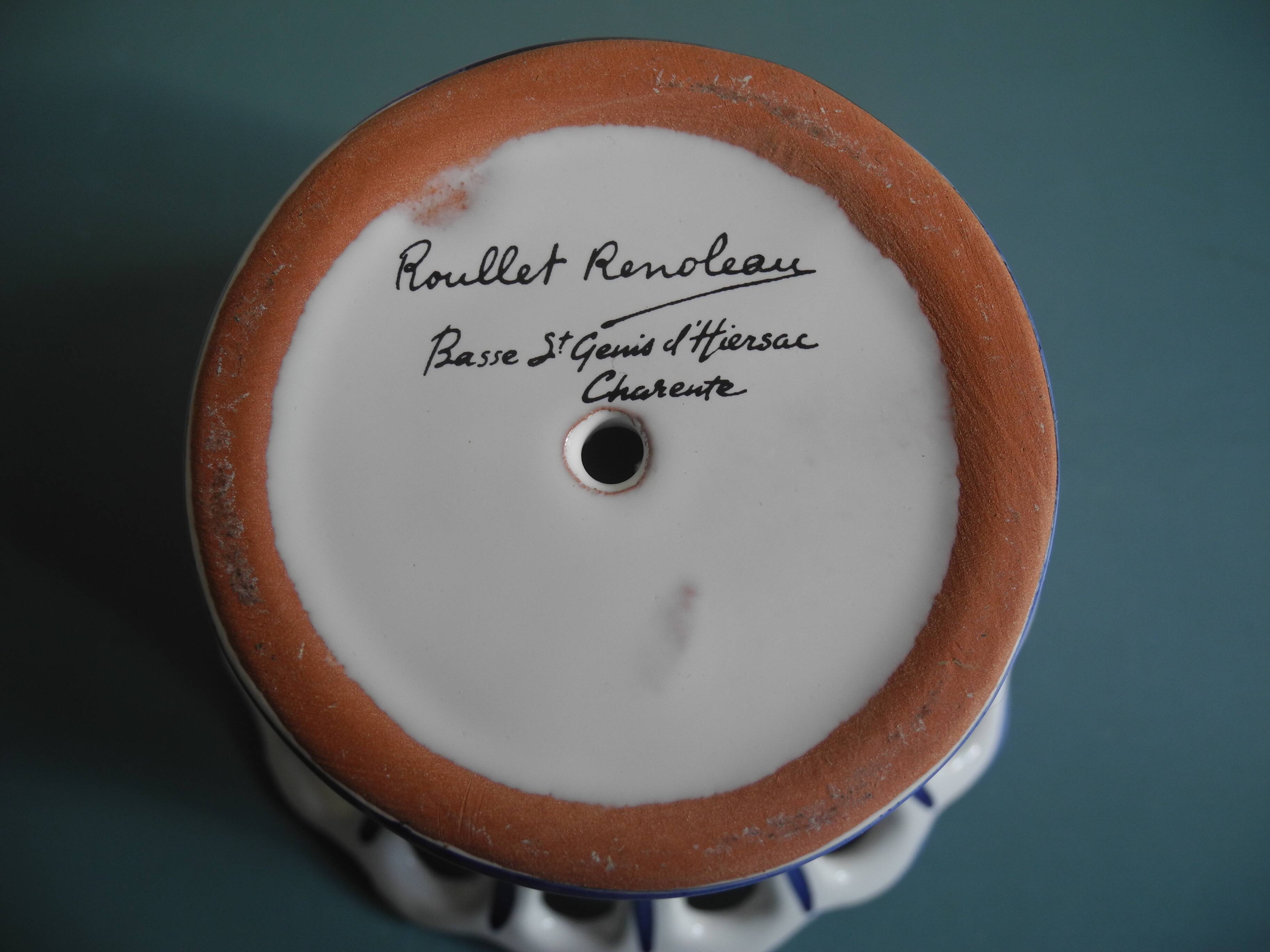 Vintage earthenware cup roullet renoleau charente antique faience cup