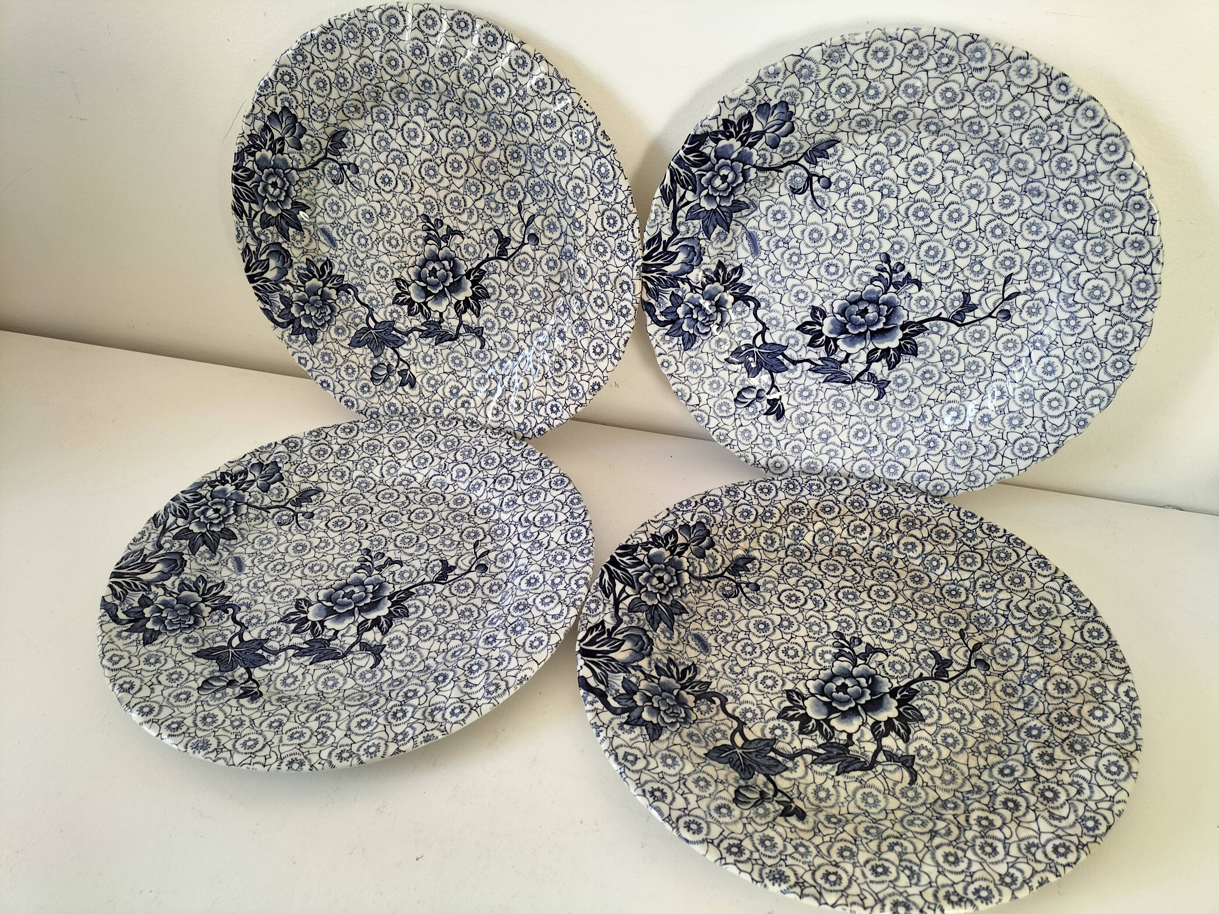 9 Johnson Brothers plates in the Lotus pattern.