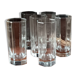 6 verres hauts 14 cl octogonaux transparents vintage luminarc octime