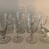 8 old blown and different foot wine glasses