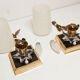Paire de lampes de chevet 1960 laiton verre etoile