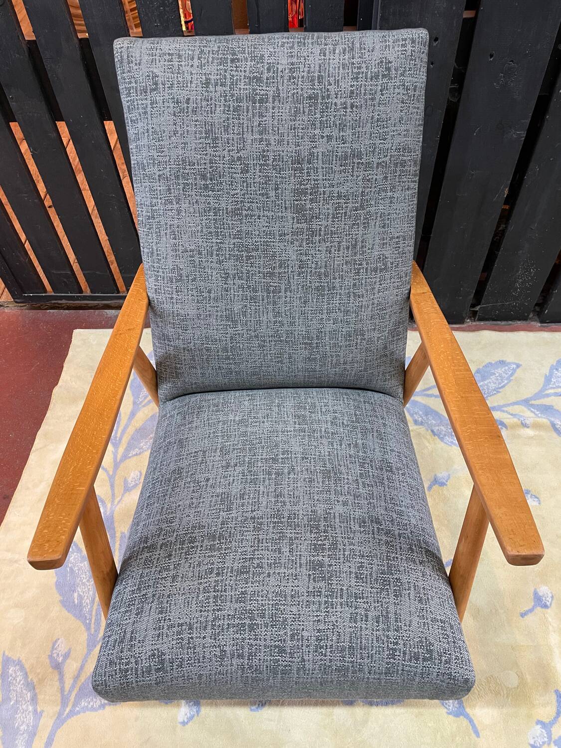 Paire de faiteuils vintage gris chiné