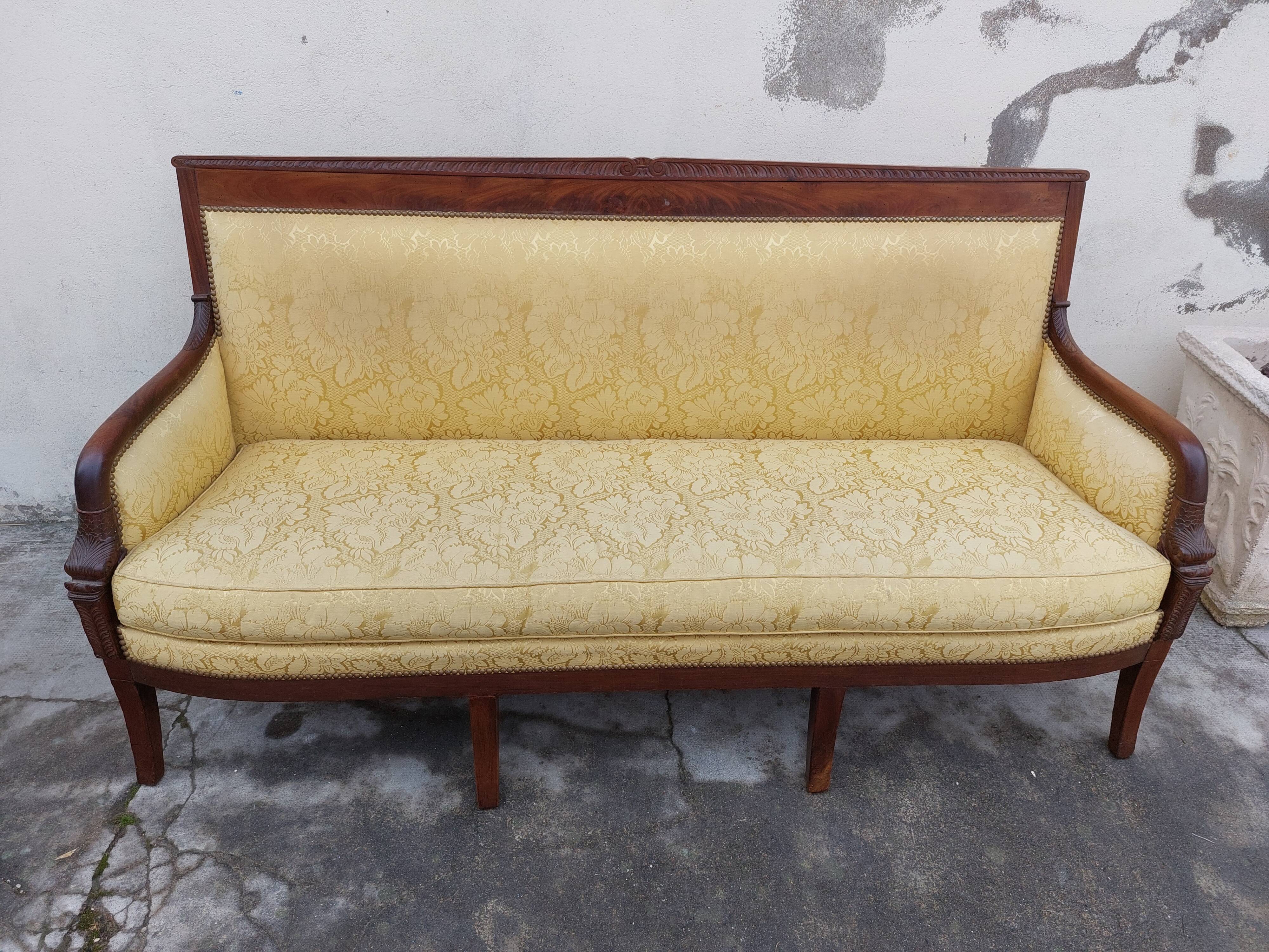 Vintage bench empire mahogany dolphin heads