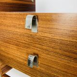 Rosewood and glass chest of drawers, 1960s, Scandinavian storage furniture.