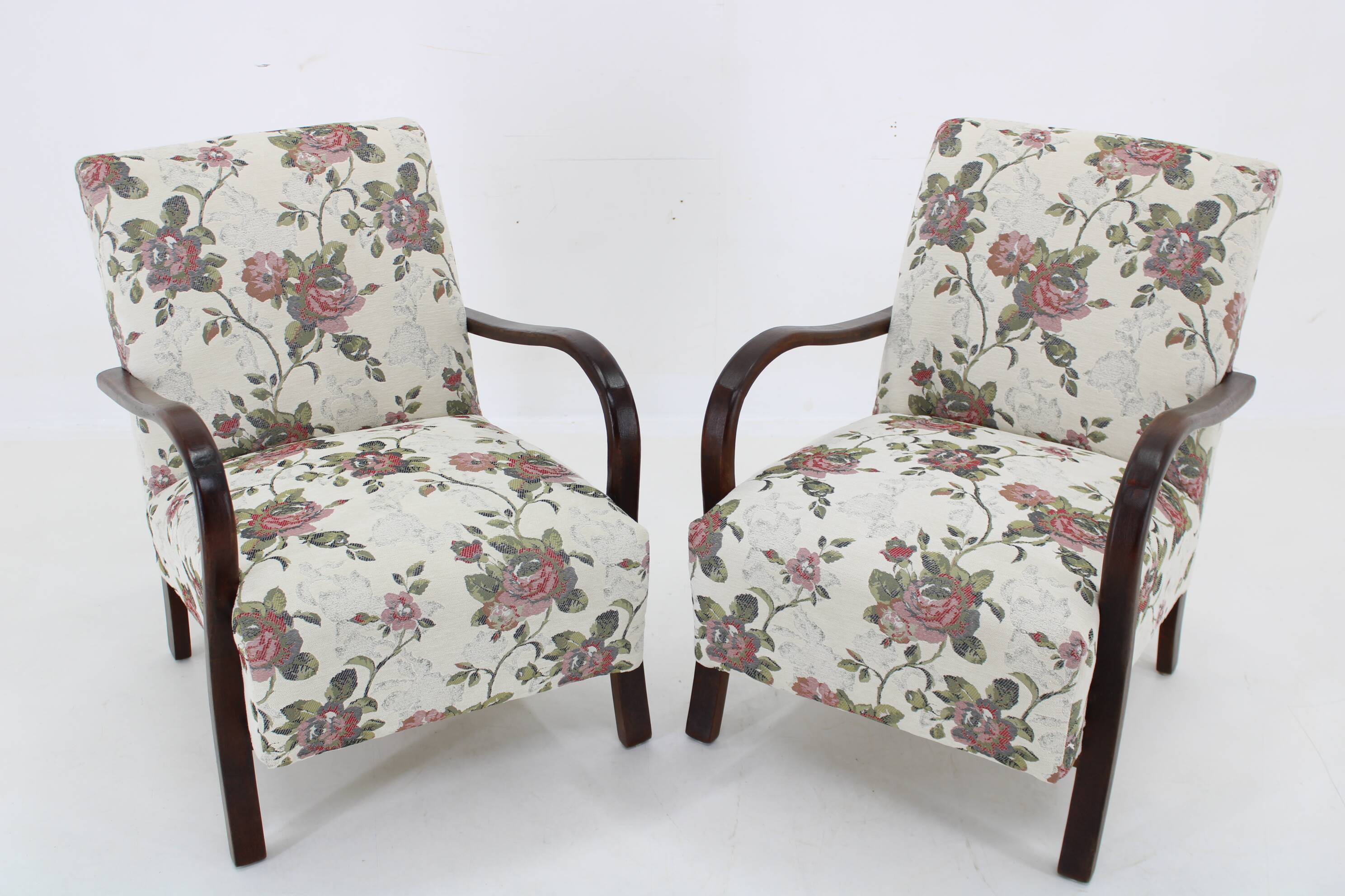 1960s Pair of Resored Armchairs , Czechoslovakia