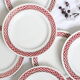 Set of 9 flat plates, geometric patterns, vintage
