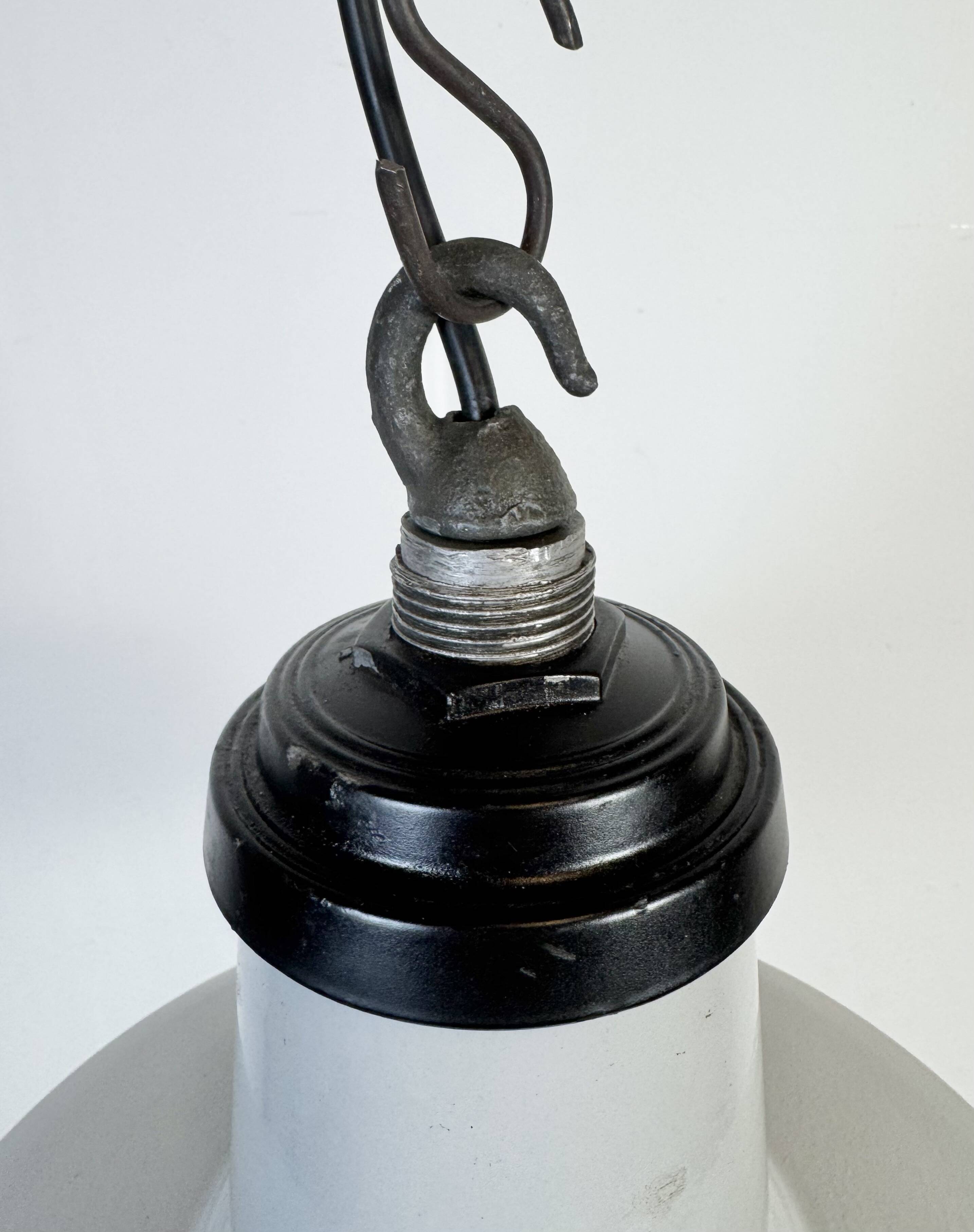 Industrial Grey Enamel Factory Pendant Lamp, 1960s
