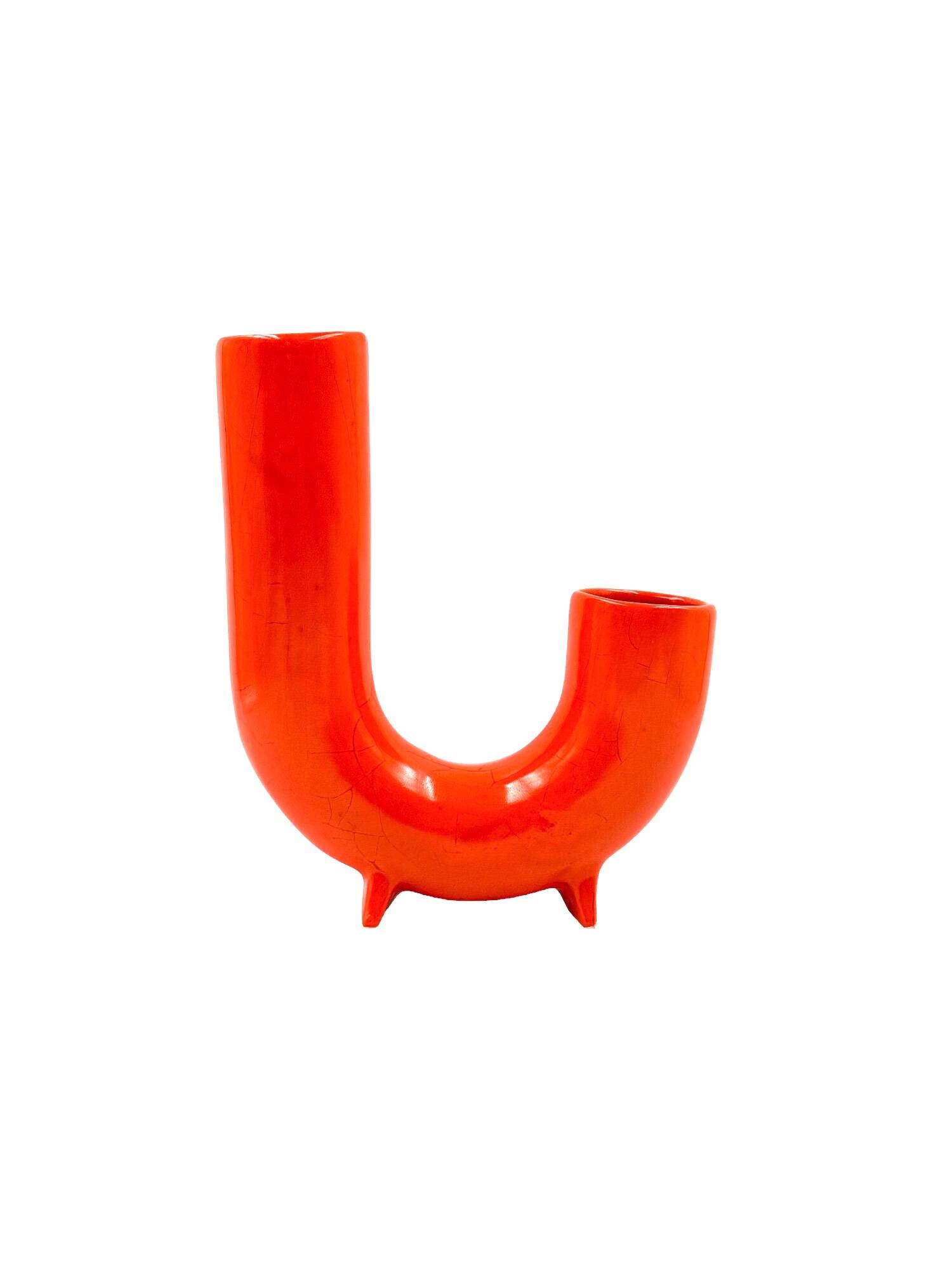 Space age orange ceramic vase, Italy ca. 1960