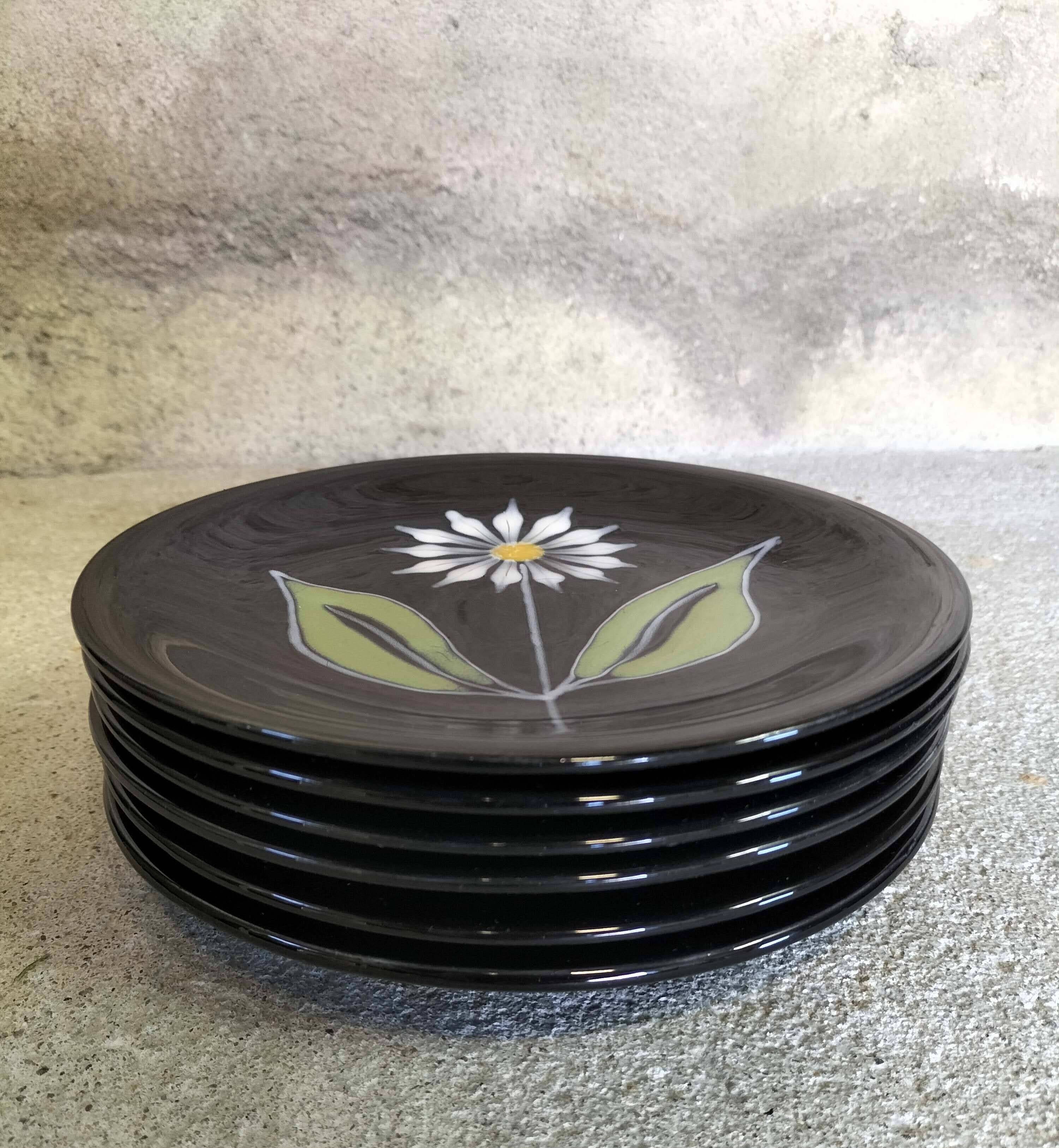 Set of six flower dessert plates