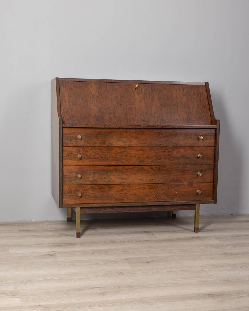 Vintage 1960s wooden secretaire sideboard design G.Frattini for Bernini