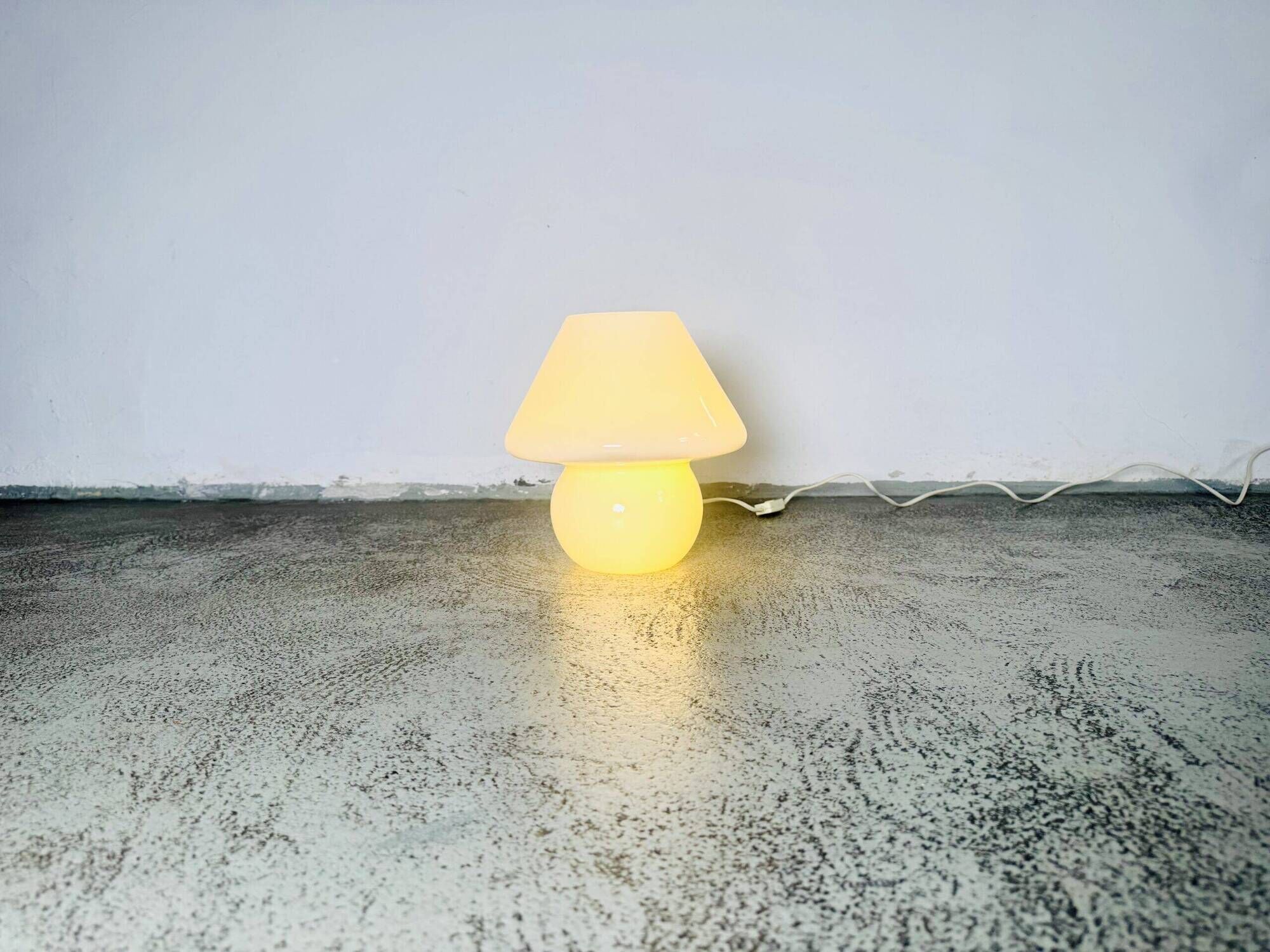 Opaline Glass Mushroom Table Lamp By Paolo Venini For Venini, Italy 1970S