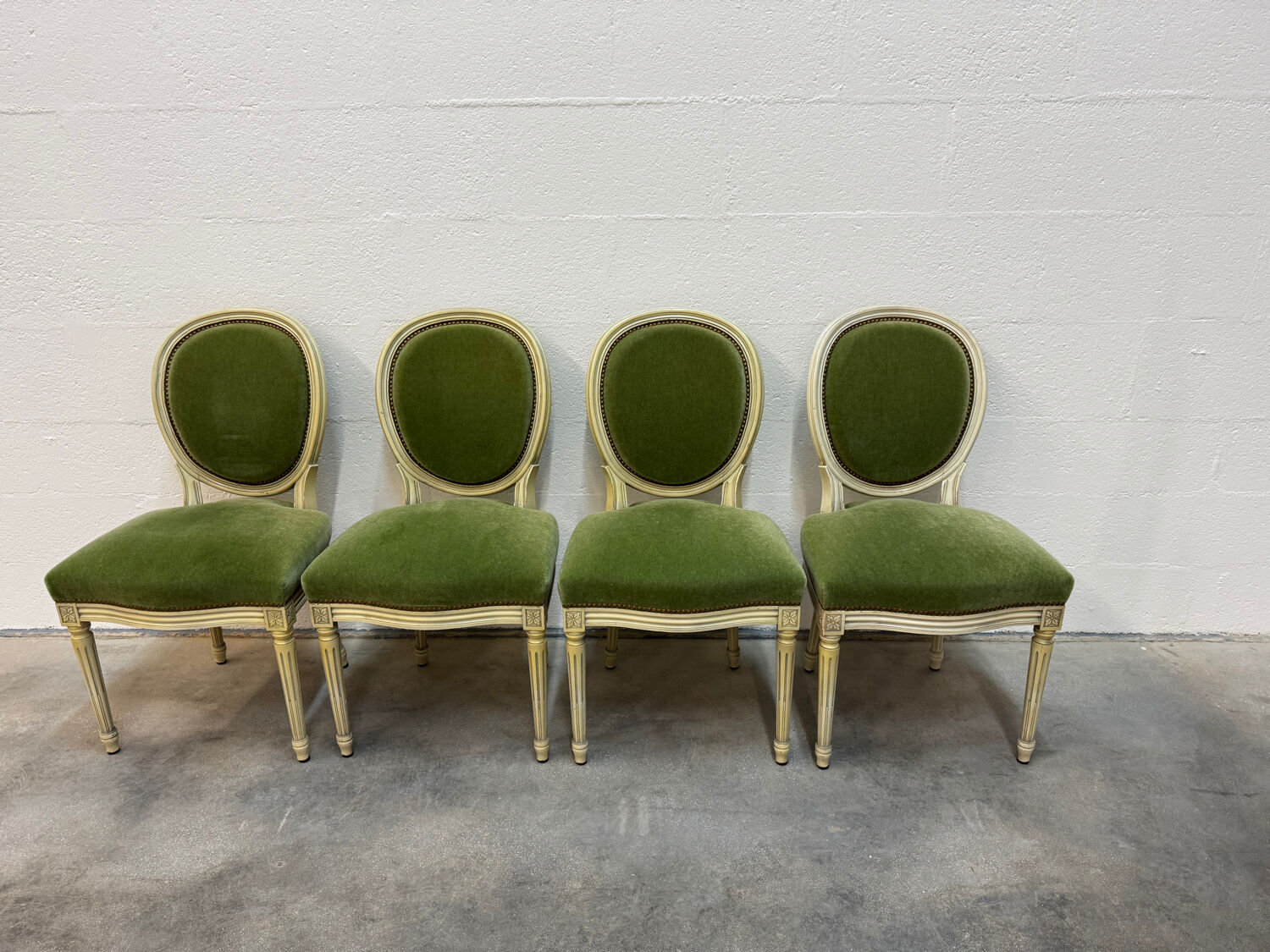 4 studded Louis XVI medallion chairs