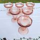 Suite of 6 pink glass ice cream bowls 70s/80s