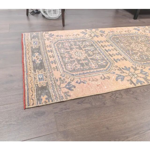 1970s Turkish Oushak Hand-Knotted Wool Rug 77x360