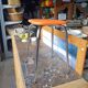 Orange leatherette stool from the 60s/70s