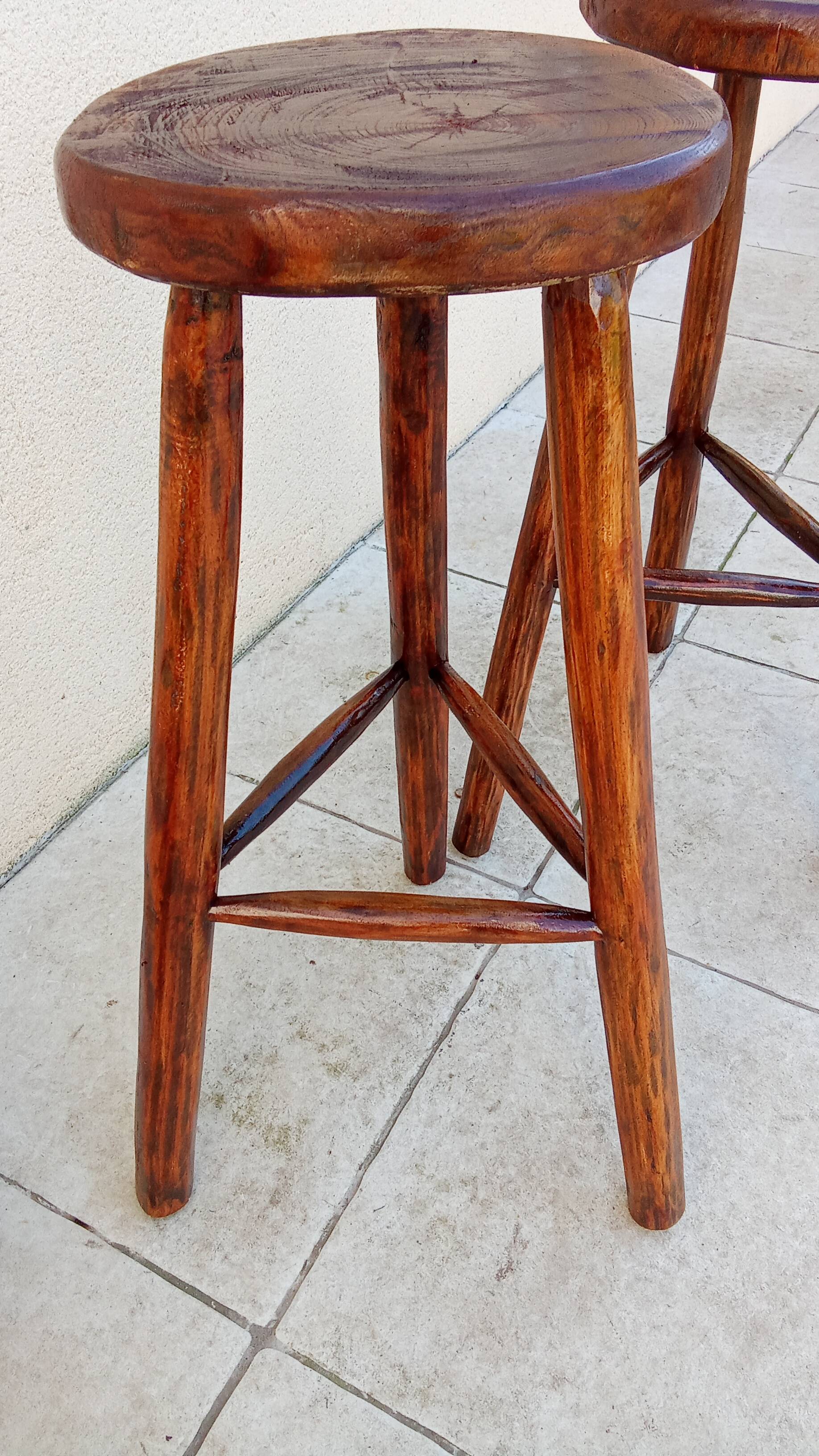 Pair of vintage brutalist high stools