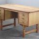 Vintage Mid-Century Oak Desk with 6 Drawers, Open Back, Kjærnulf Style