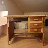 Wood and rattan desk