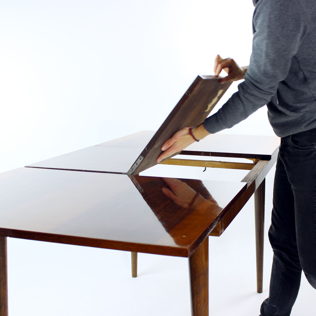 Extendable Dining Table In Mahogany By Mier, Czechoslovakia 1960s