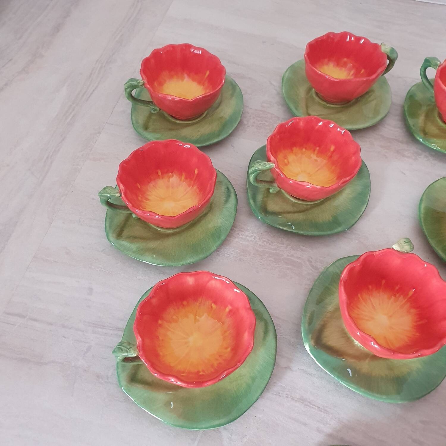 Barbotine flower coffee and tea service