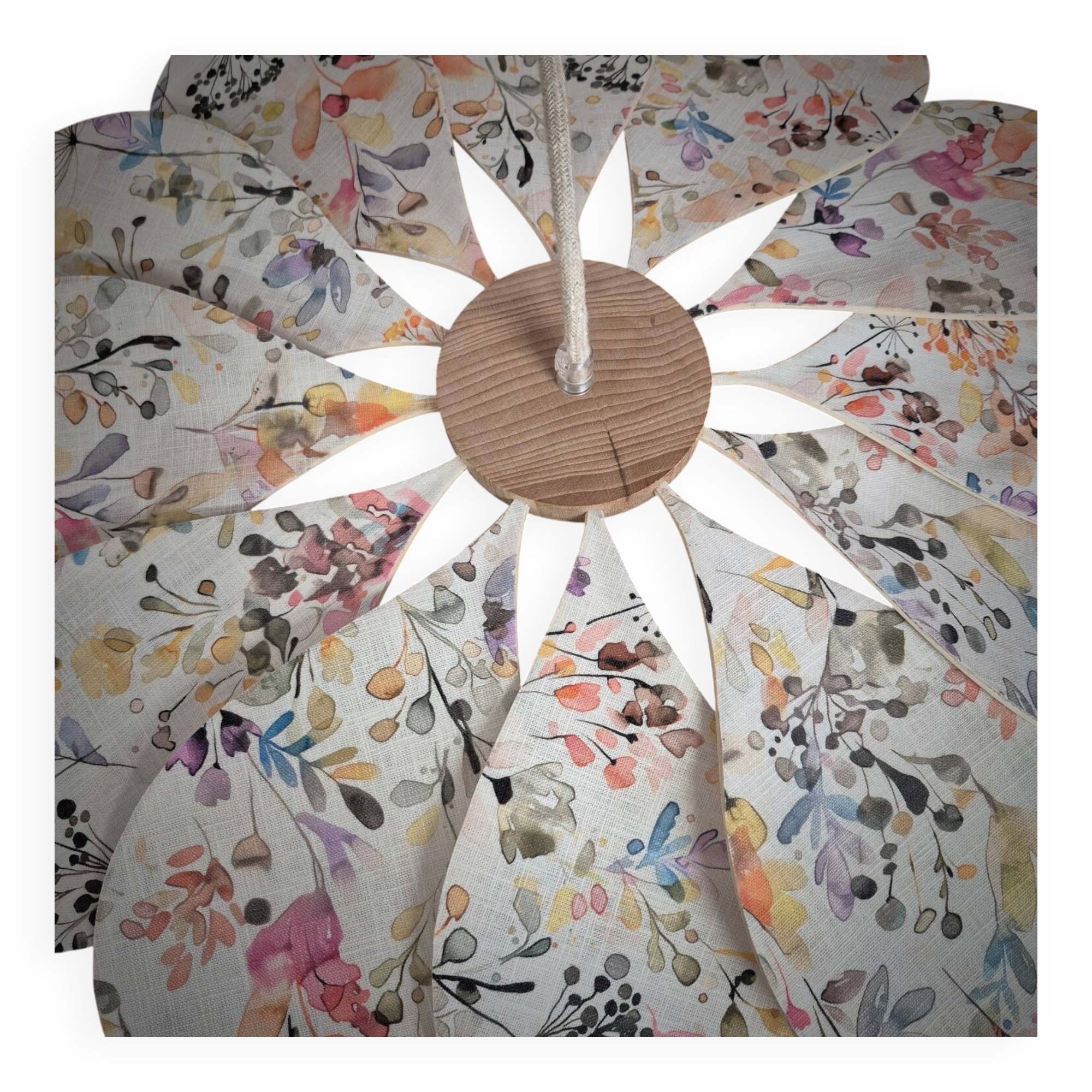 Suspension, lustre, pale fleurs, rotin et globe vintage