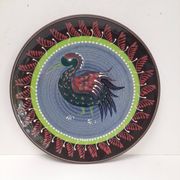 Assiette murale en céramique oiseau folklorique