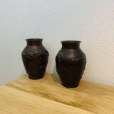2 grand vases Japonais en bronze Dai Nihon Yoshida zō Japon Meiji 19ème siècle