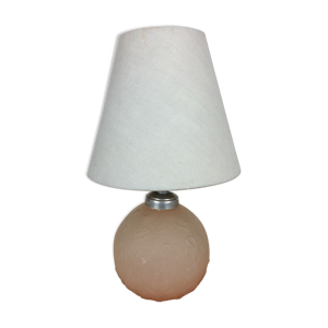 Lampe boule verre rose motif fleurs