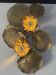 Large lily pad ceiling light in gilded brass Hollywood Regency — 7 lights — 1970