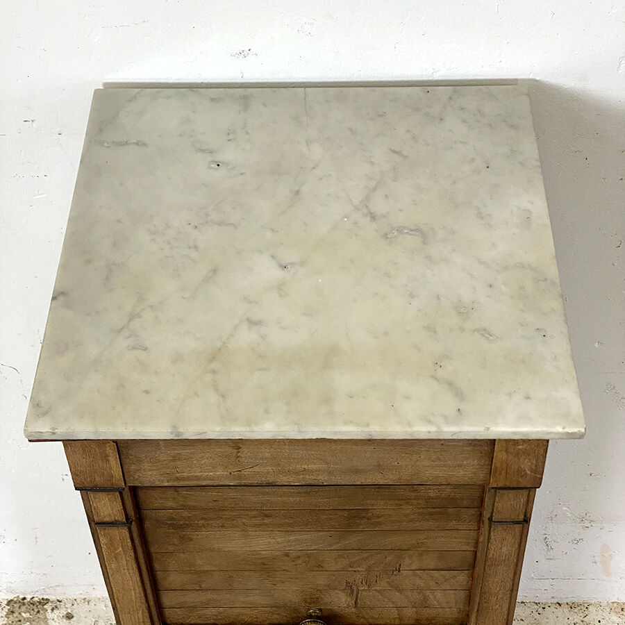 Bedside table 1940 sliding shutter and white marble