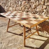 Table in rattan and ceramic 1960