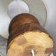 Vintage wooden foot lamp, with original lampshade