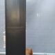 Two-tone black and honey bookcase