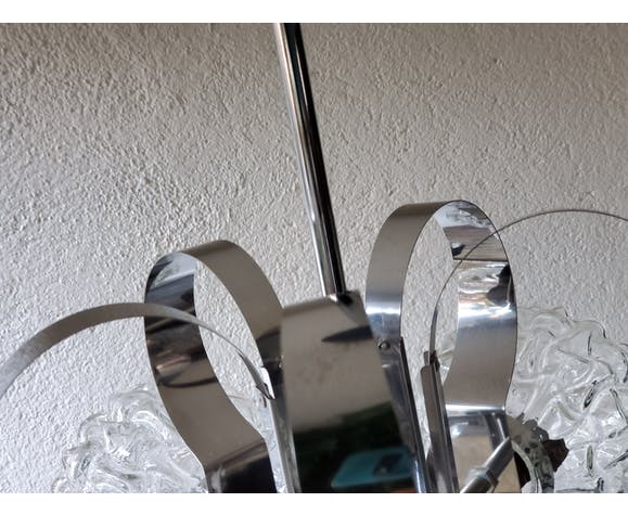 Lustre verre et inox 70's
