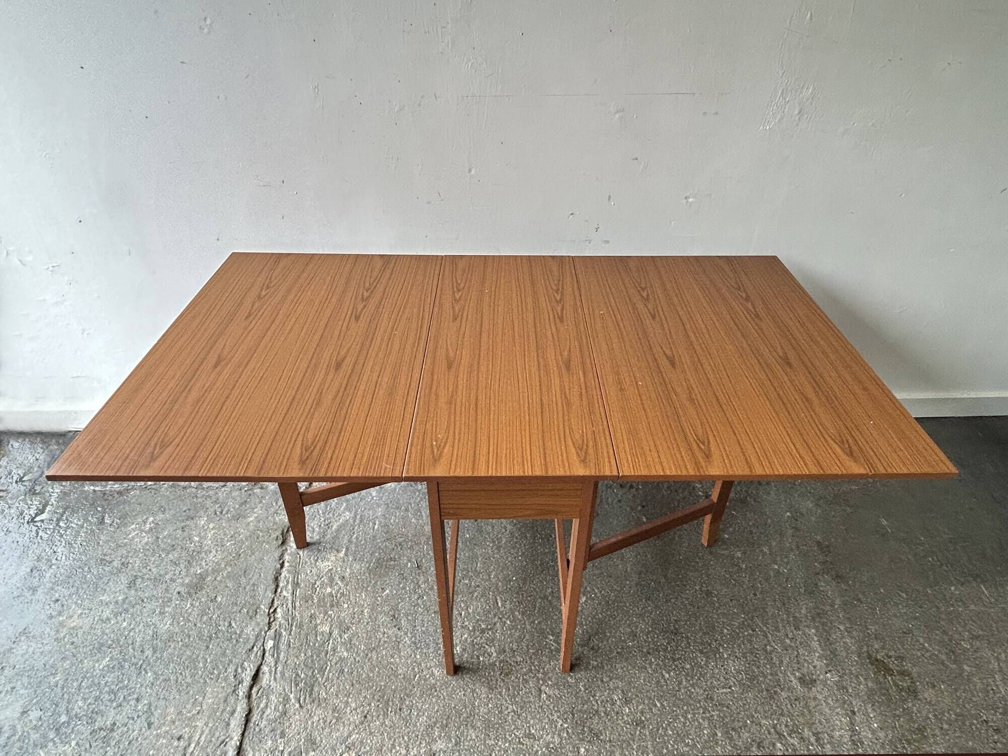 Schreiber Mid Century Vintage Teak Effect Formica Drop Leaf Gateleg Dining