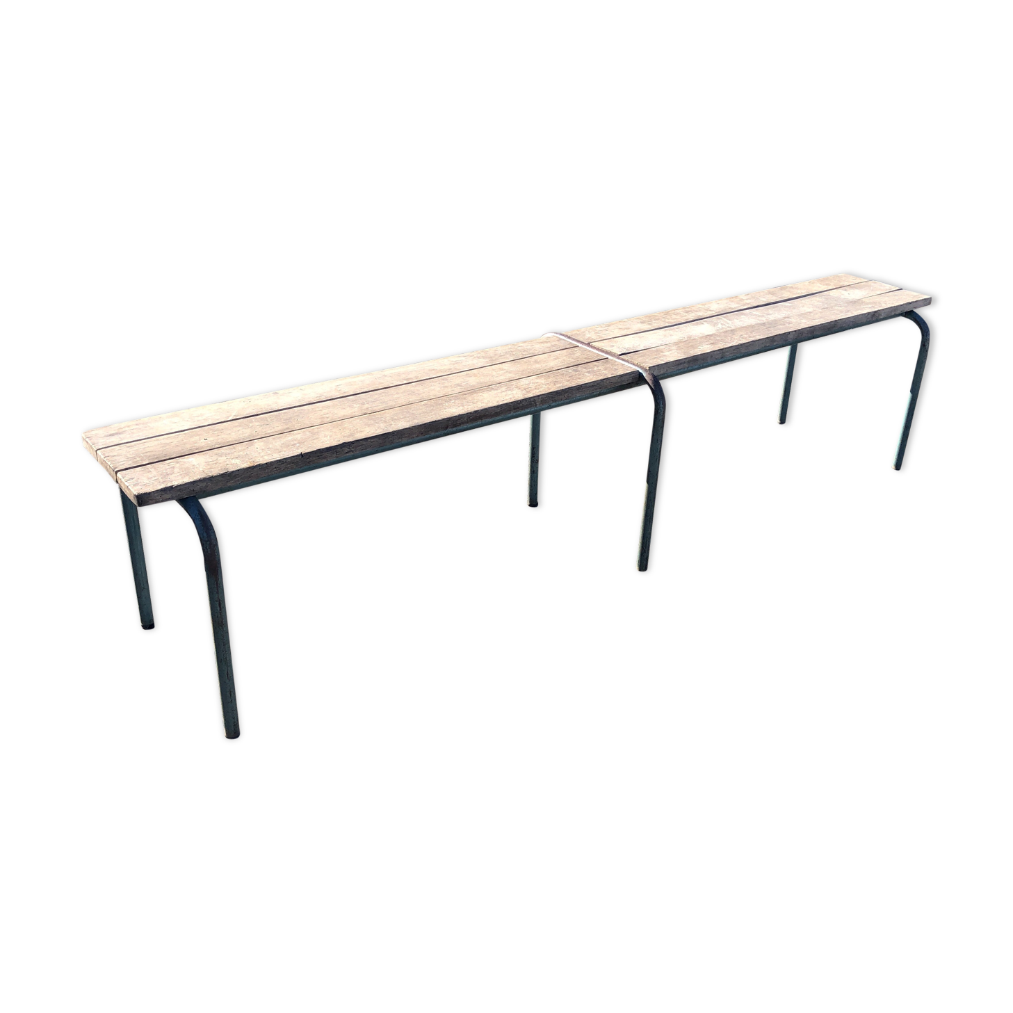 Former industrial school bench Mullca vintage metal wood 1950