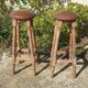 Pair of bar stools, wood and faux leather